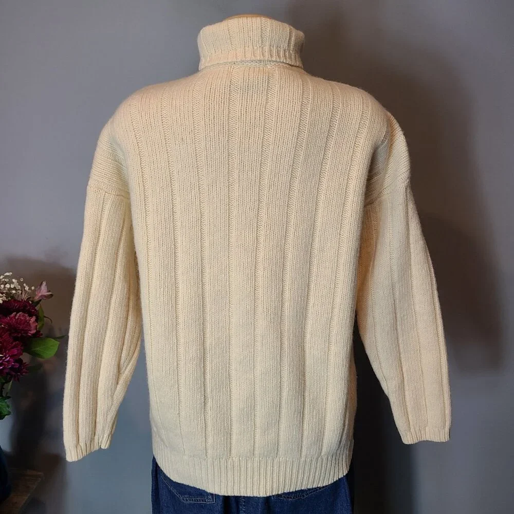 VTG Express Tricot Cable Knit‎ Sweater Women Medium Lambs Wool 90s Y2K Old Money